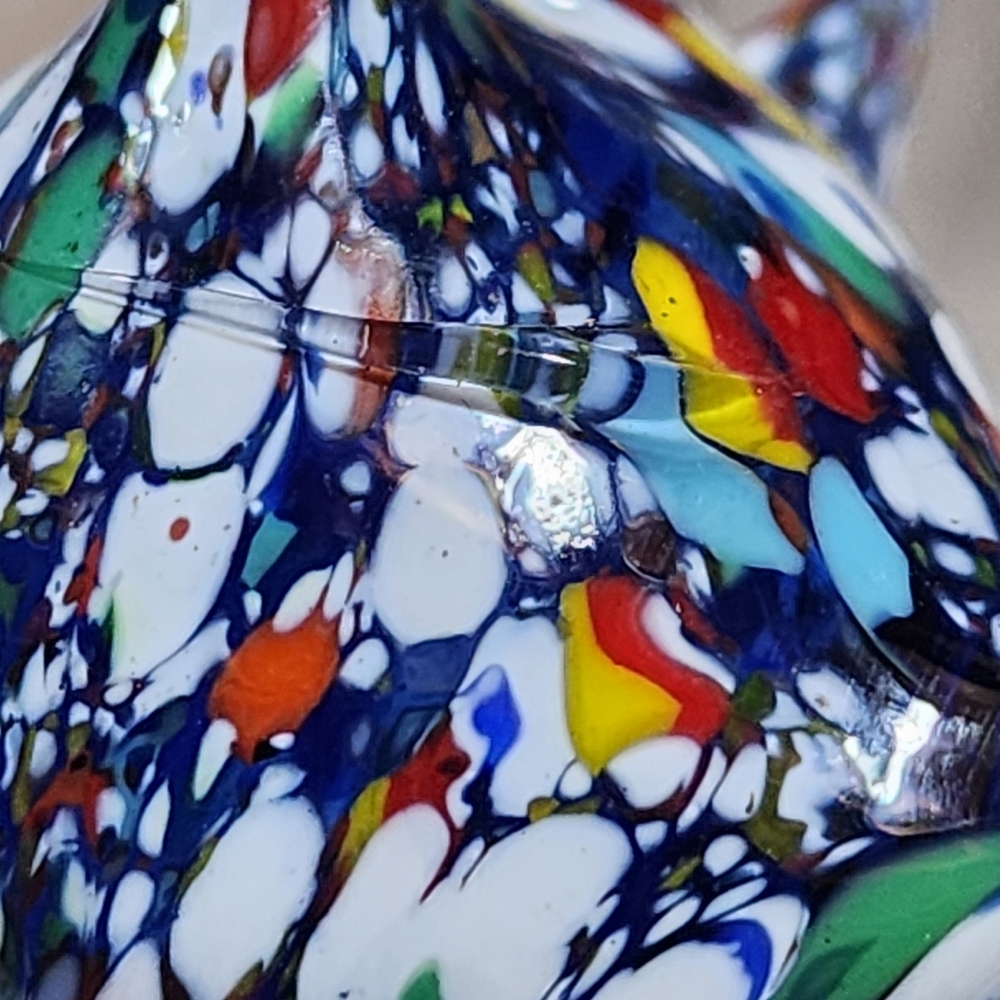 Hand blown glass cat paperweight / figurine confetti glass statue 6" tall - Picture 12 of 12
